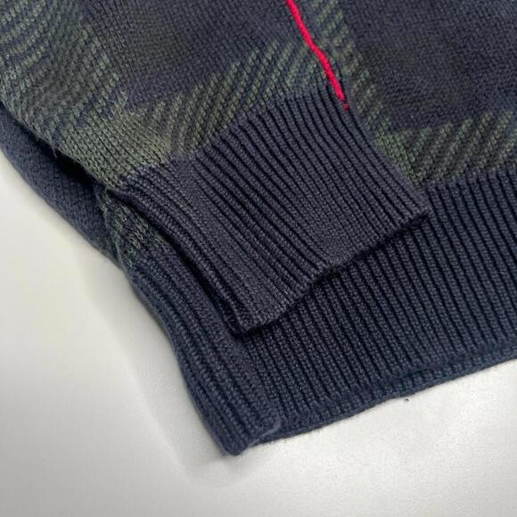 Vintage Woods & Gray Plaid Cotton Sweater Men’s Size L Black Green Red 90s Style - Picture 11 of 11